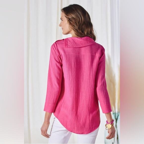 Soft Surroundings Giovinezza Womens Cowl Neck Cotton Pink Tunic Top Size Large - Picture 2 of 7